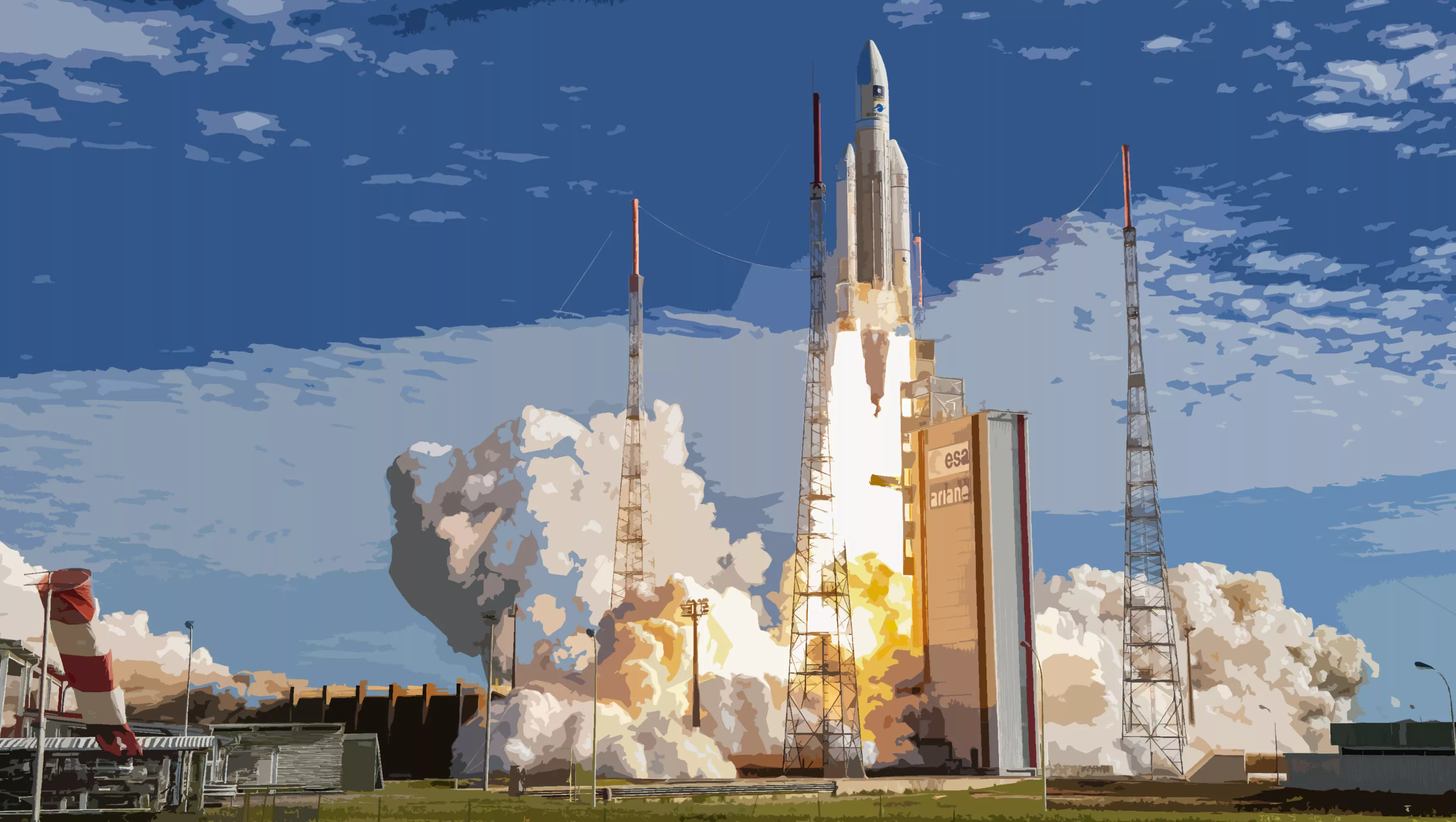 Une illustration du lanceur Ariane 5 lors du décollage. 