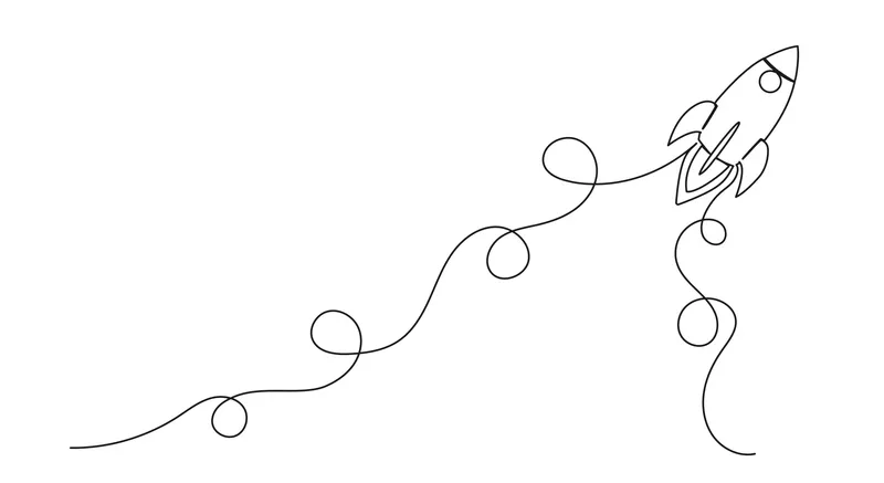 Ligne continue - décollage fusée