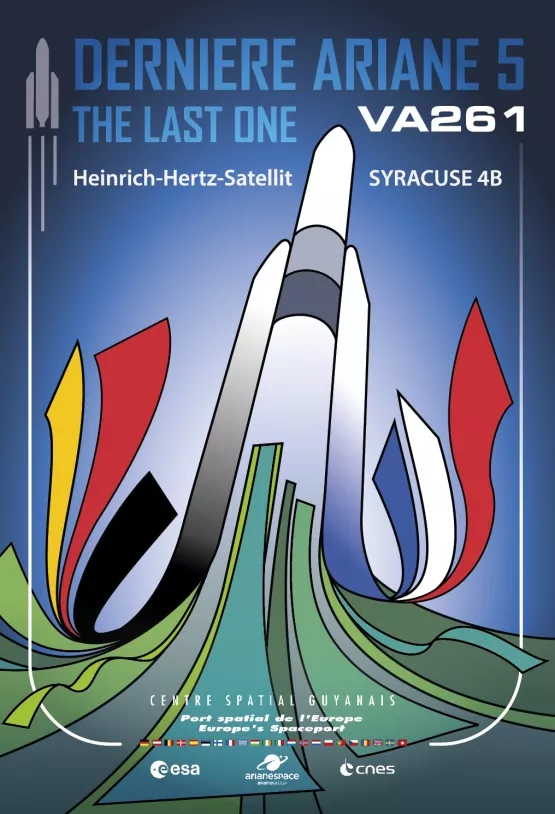 Sticker du vol VA261 créé spécialement pour le dernier lancement d'Ariane 5